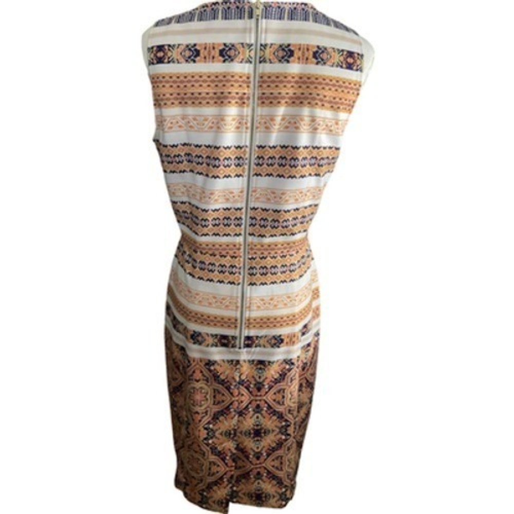Cremieux Women Size 4 Geometric Medallion Print Sleeveless Sheath Dress Multi - Picture 4 of 14